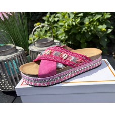 Ibiza Glam Platform Slippers - Roze